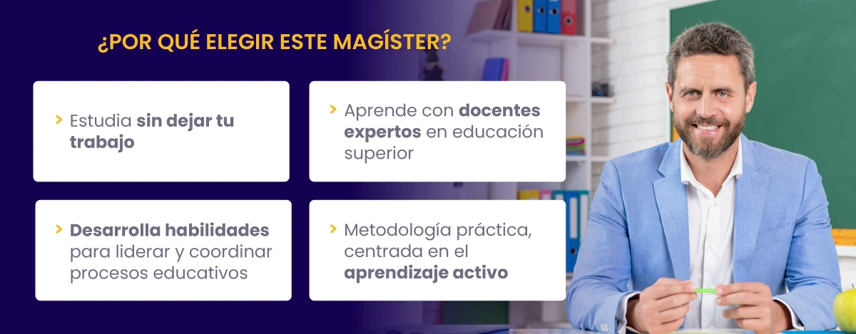 Permite estudiar trabajando, aprender con expertos, desarrollar liderazgo y usar metodología activa.